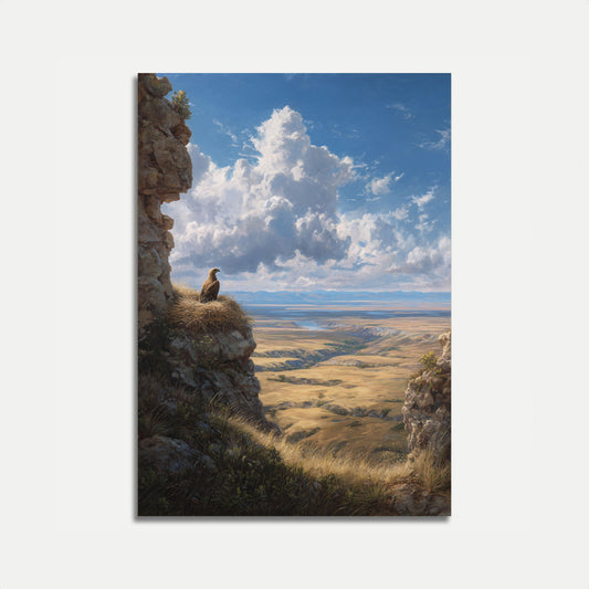 Affiche Aigle Surplombant une Vaste Prairie