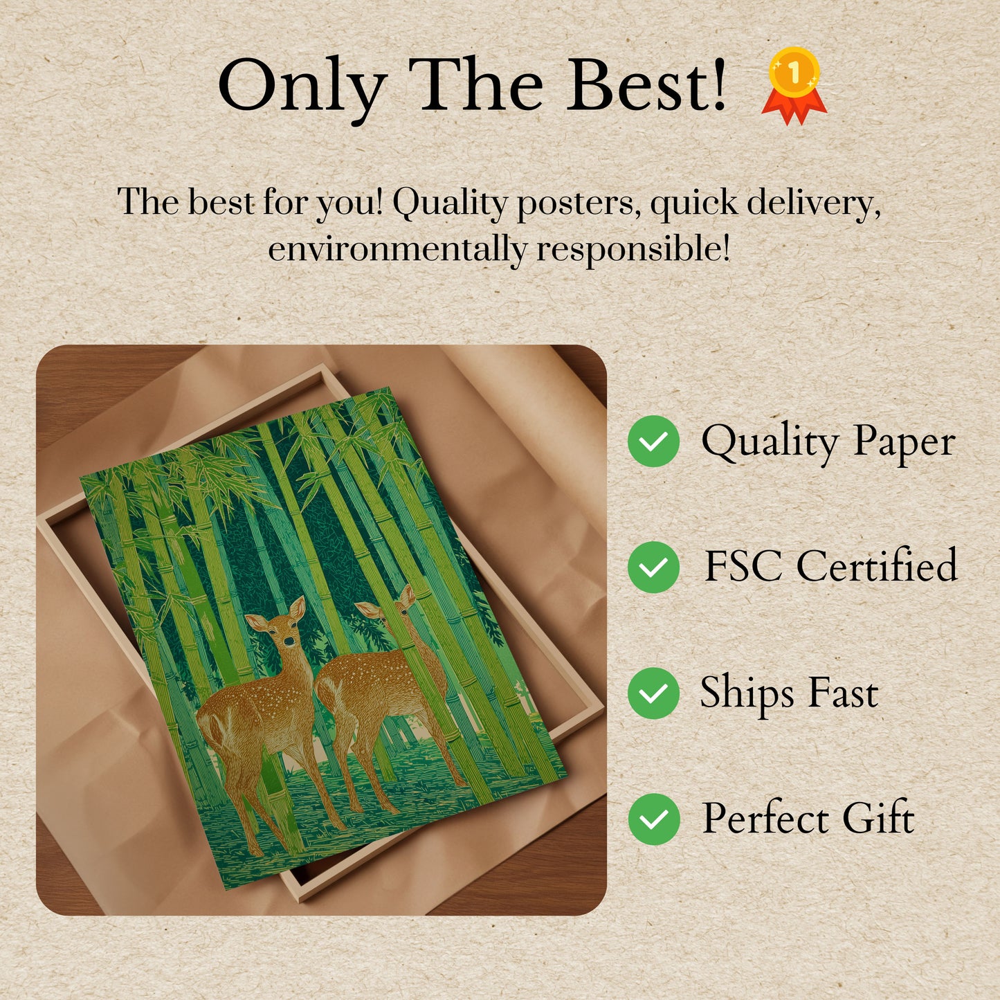 Deer in Bamboo Forest Poster