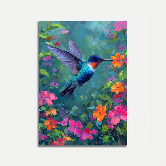 Dancing Hummingbird Garden Poster