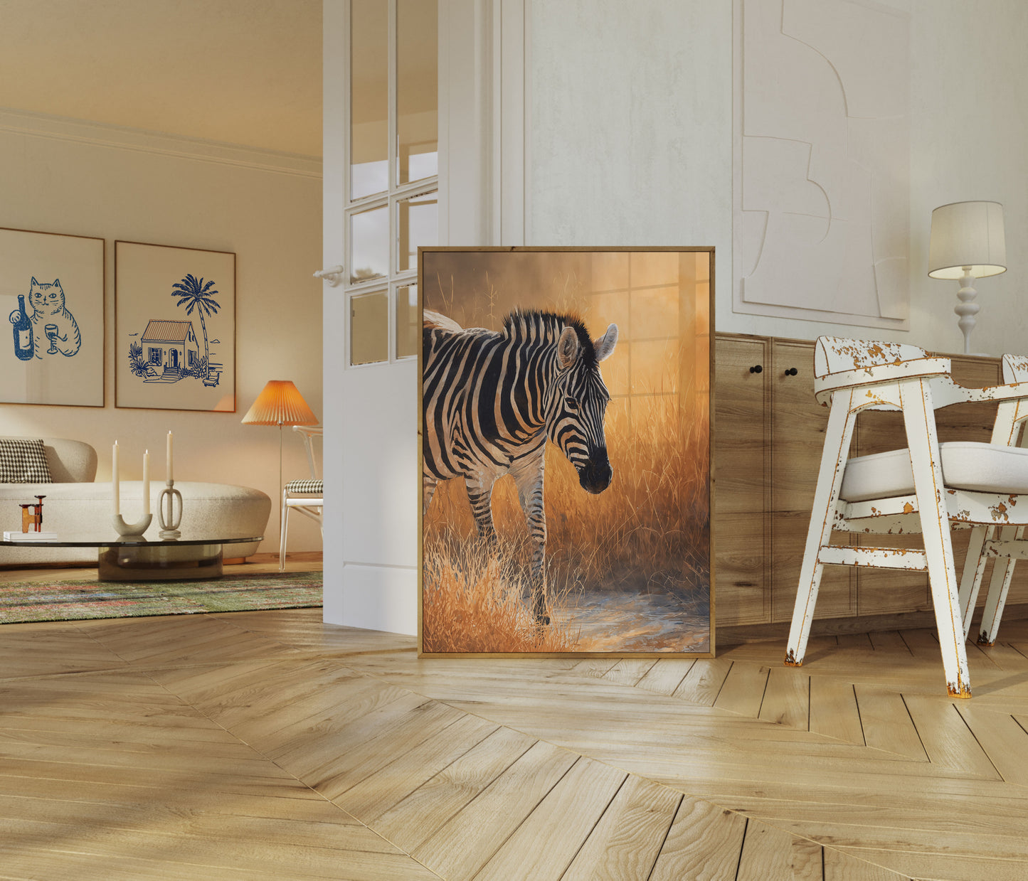 Golden Savanna Zebra Poster