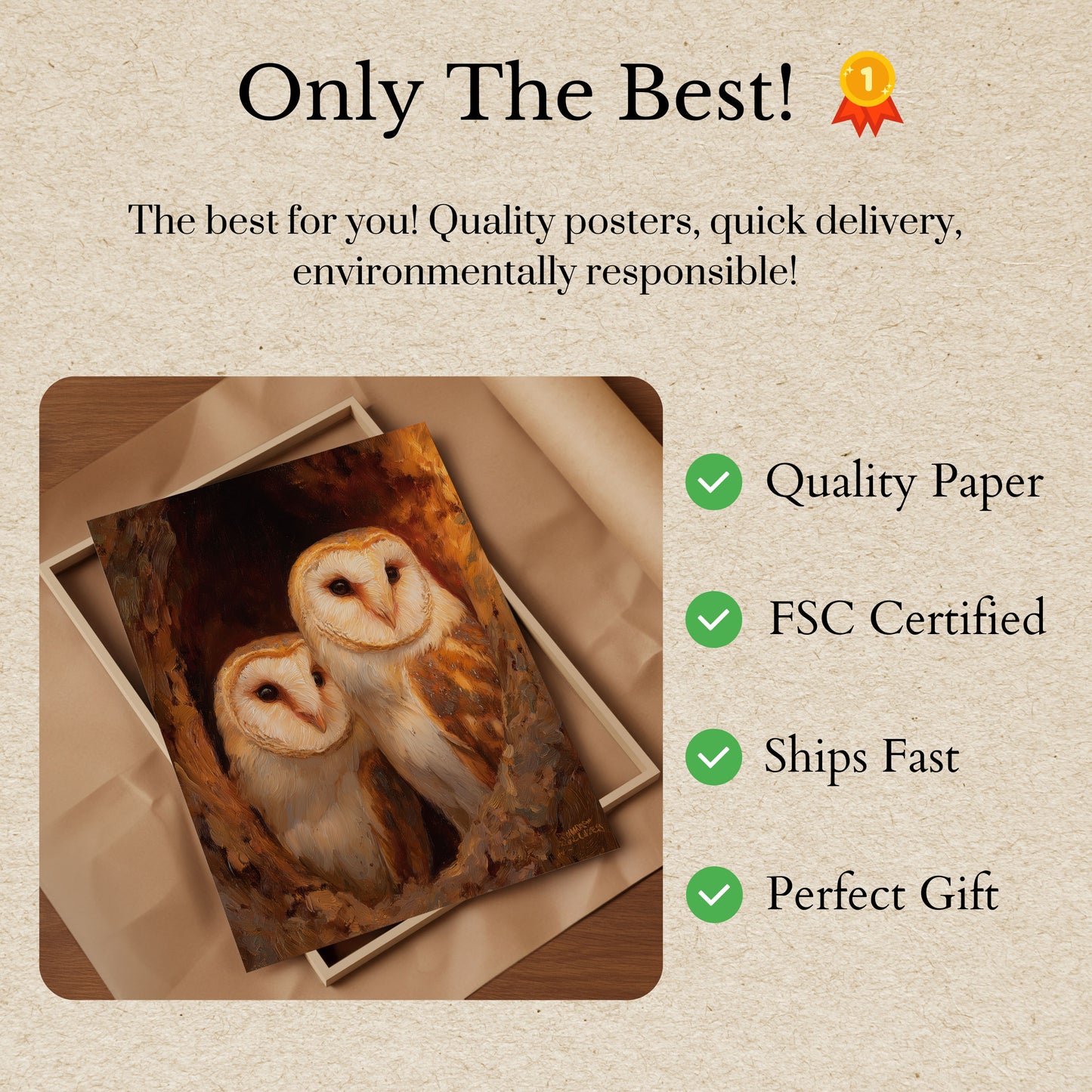 Barn Owls in Warm Light Poster