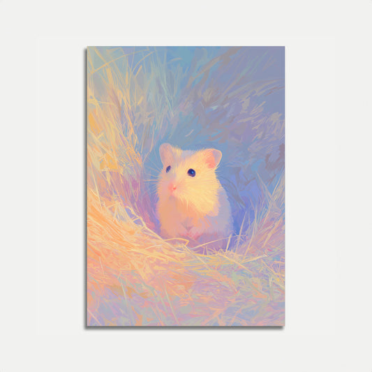 Póster de hámster pastel en la hierba