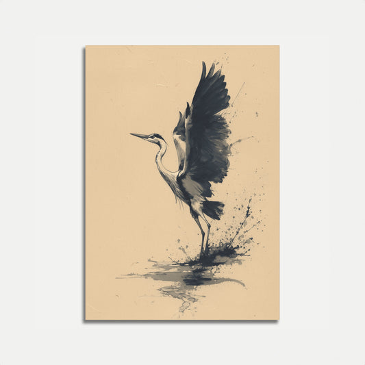 Póster de la Garza Azul Grande en Vuelo