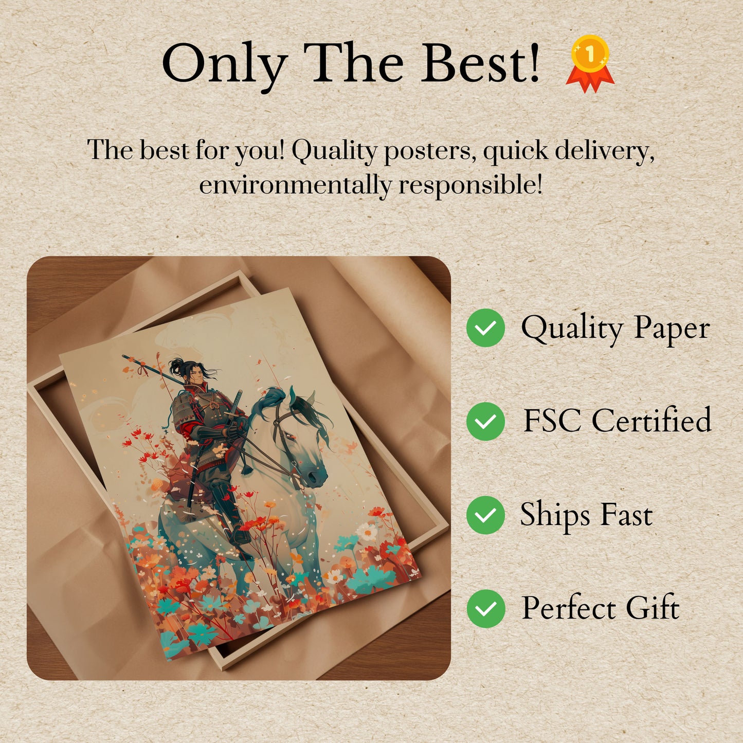 Poster van Samoerai Krijger in Bloemenveld