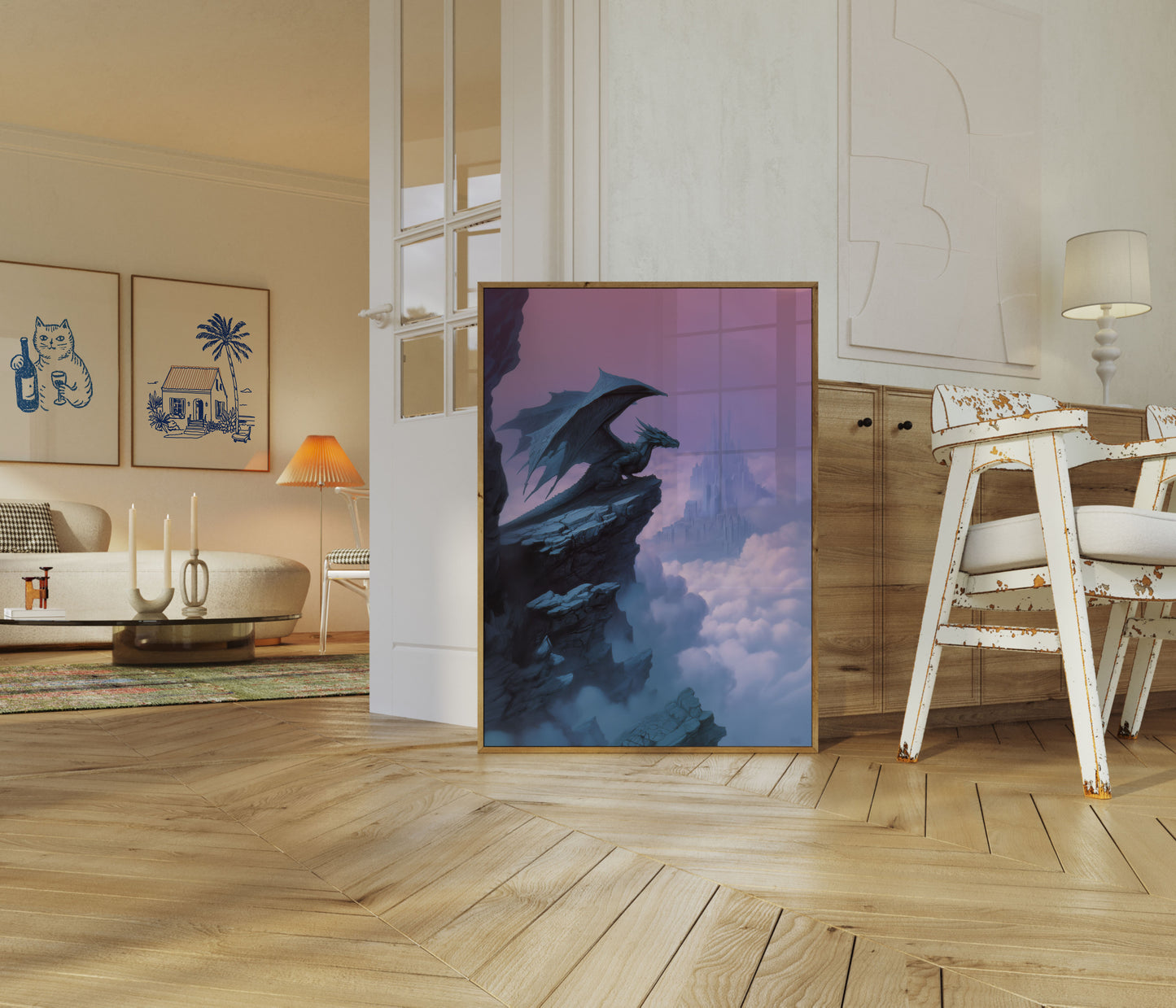 Drache über den Wolken Poster