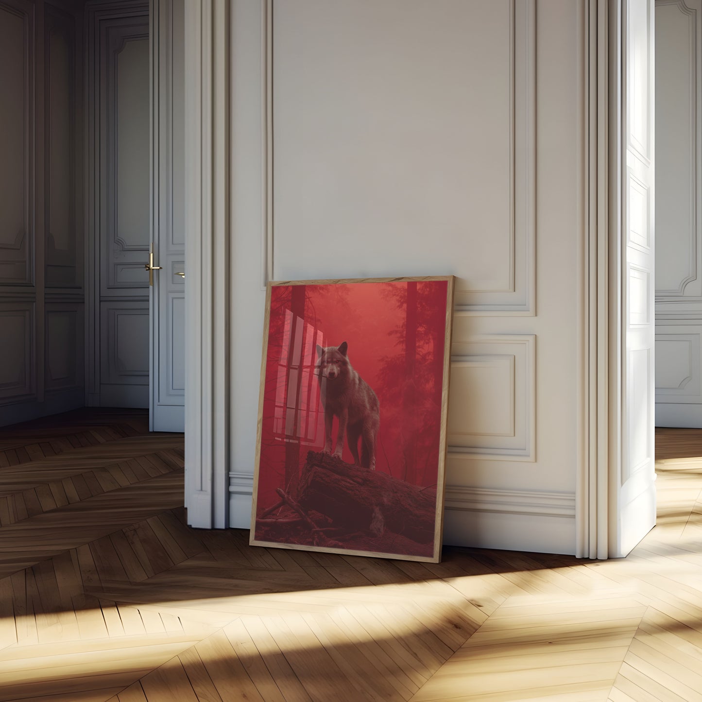 Crimson Forest Wolf Poster