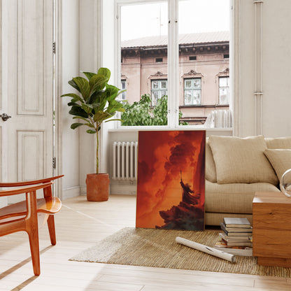 Krijger in Inferno Vlammen Poster