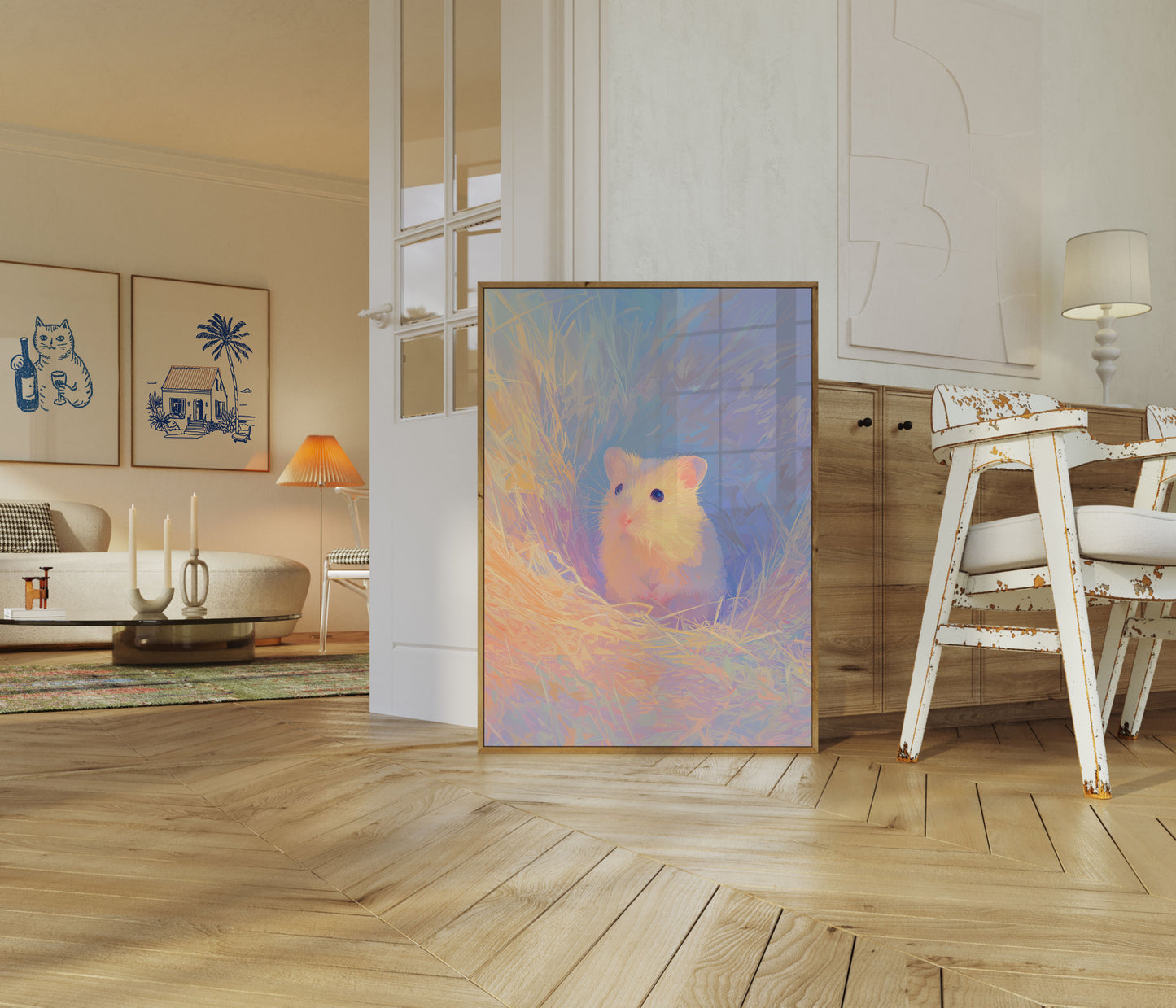 Pastel Hamster in Grass Poster