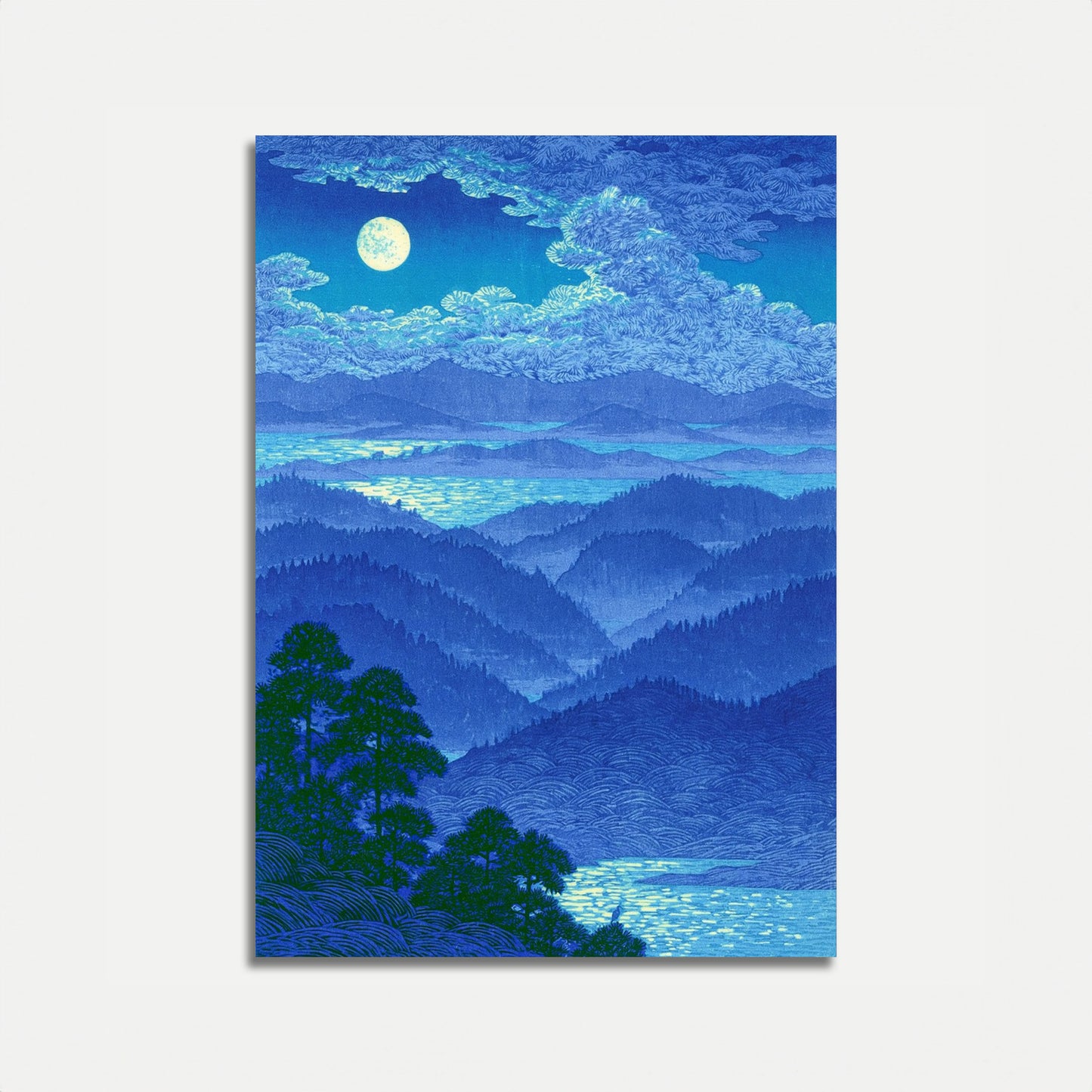 Moonlit Mountain Valley Poster