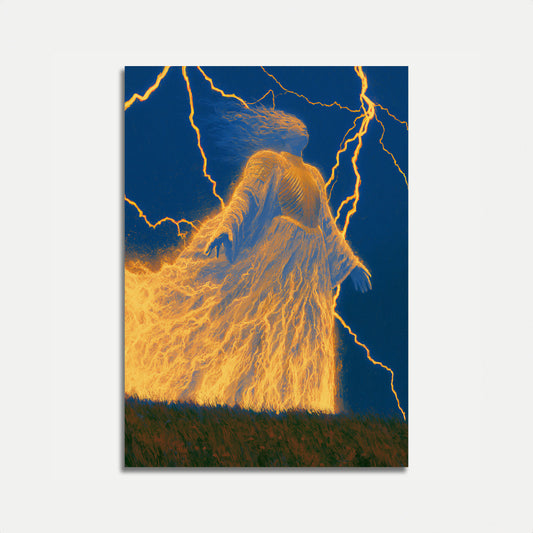Mystical Figure Lightning Storm Poster