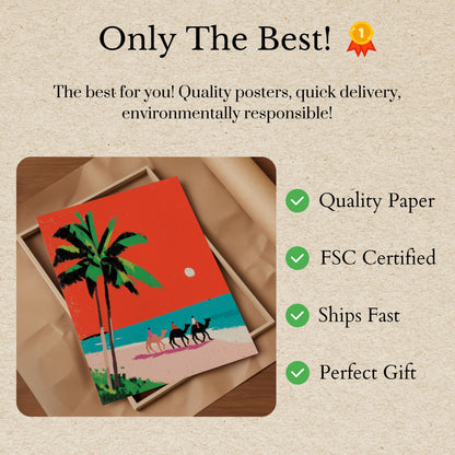 Tropical Camel Beach Sunset Poster
