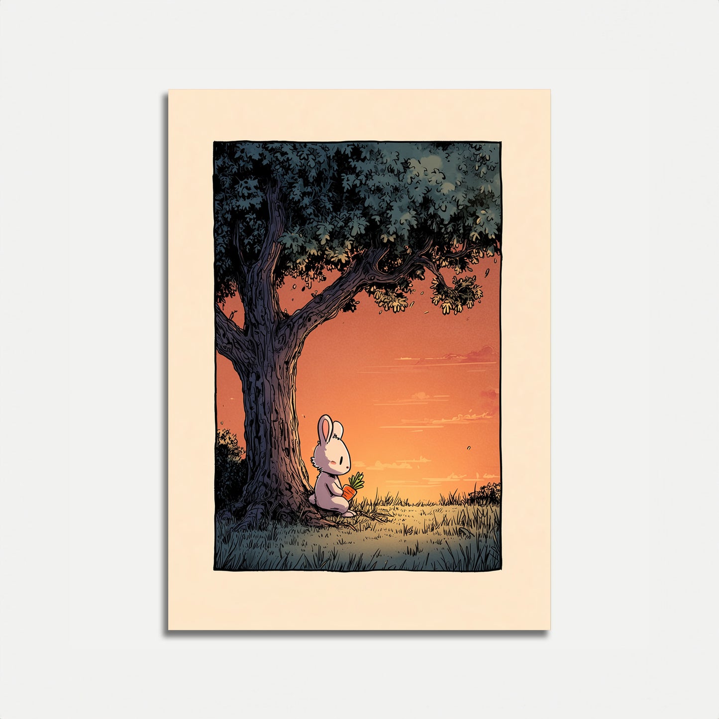 Sonnenuntergangs-Häschen-Meditations-Poster