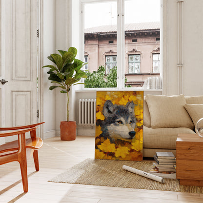 Husky in Golden Flowers Poster
