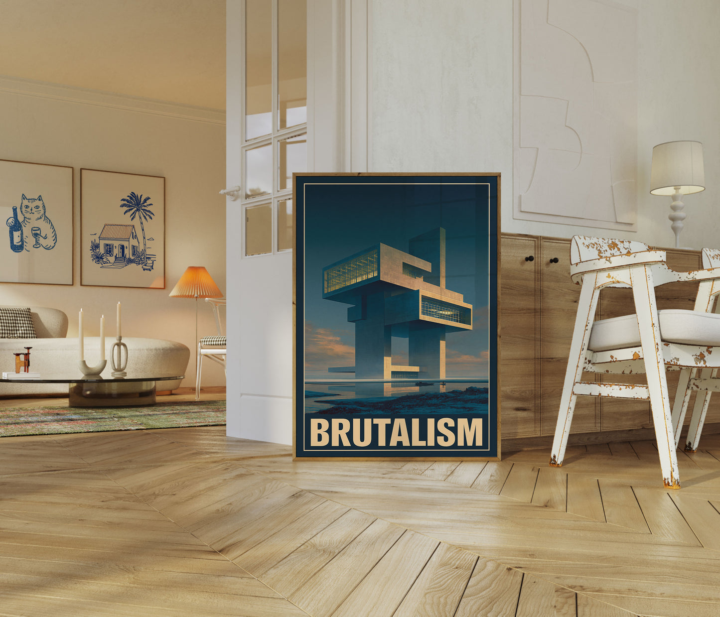 Brutalistisk Havnefront Arkitektur Plakat