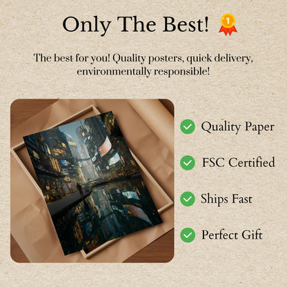 Cyberpunk City Reflection Poster