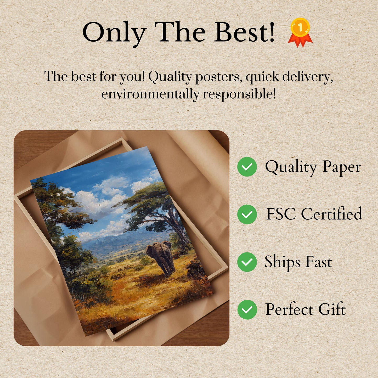 Serene African Savanna Elephant Poster