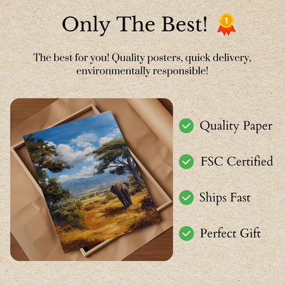 Serene African Savanna Elephant Poster