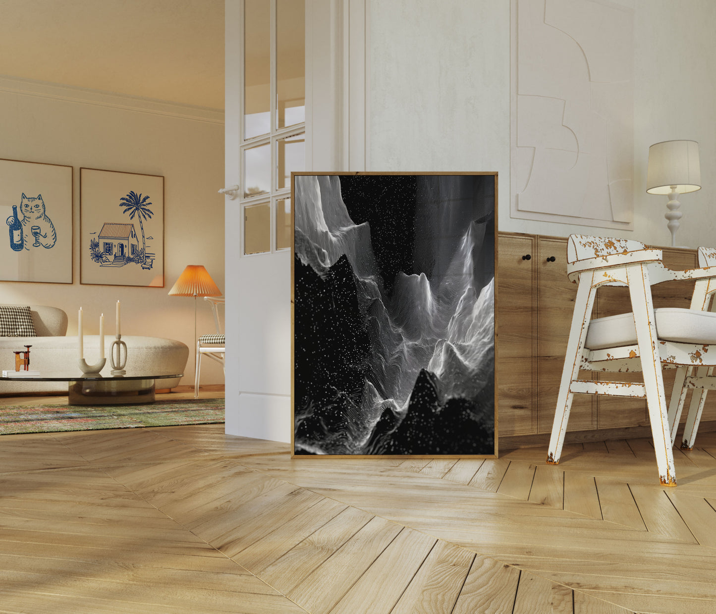 Cosmic Waves Digital Abstract Poster