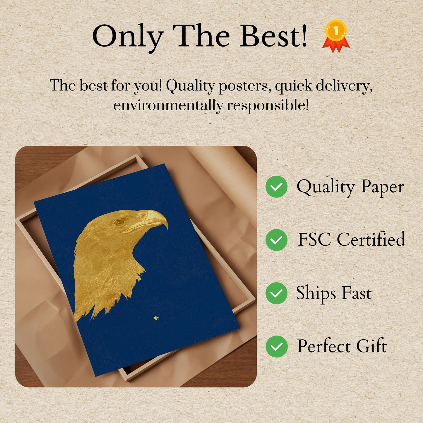 Goldener Adler vor blauem Himmel Poster