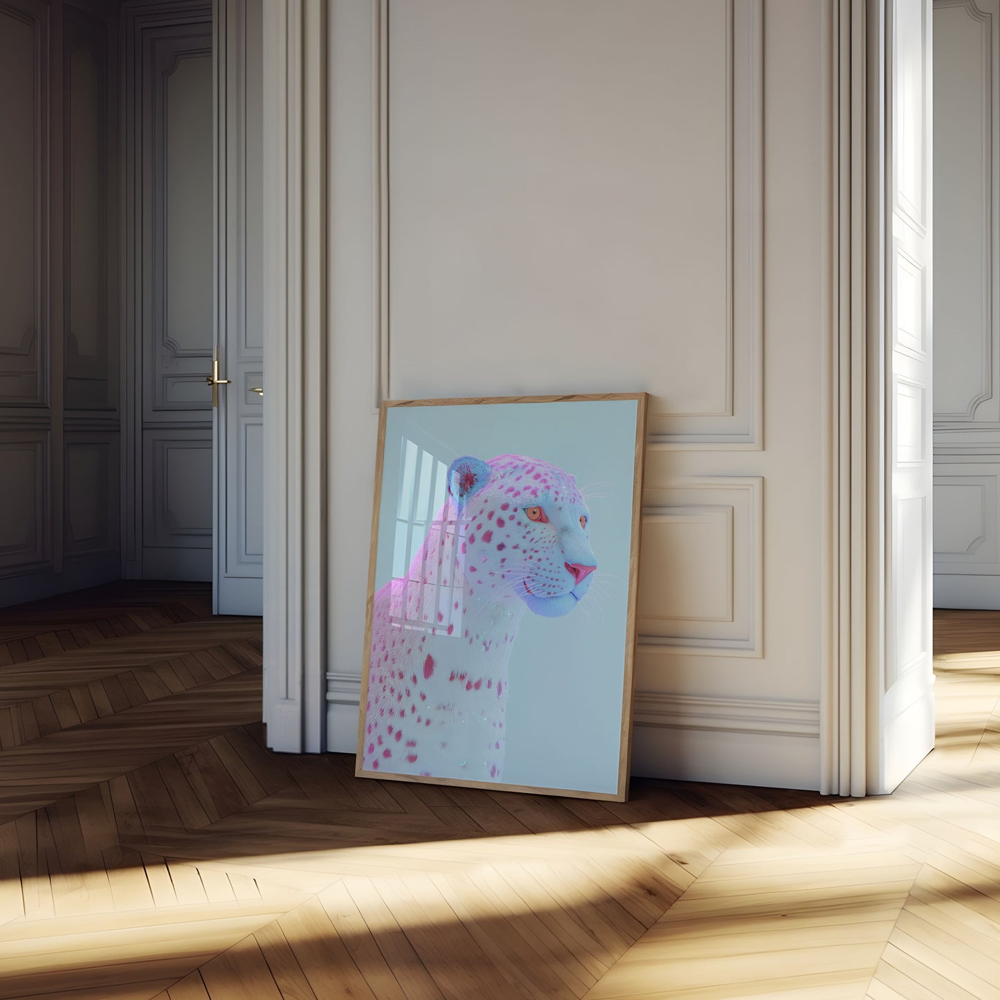 Poster Fantaisie Léopard Pastel