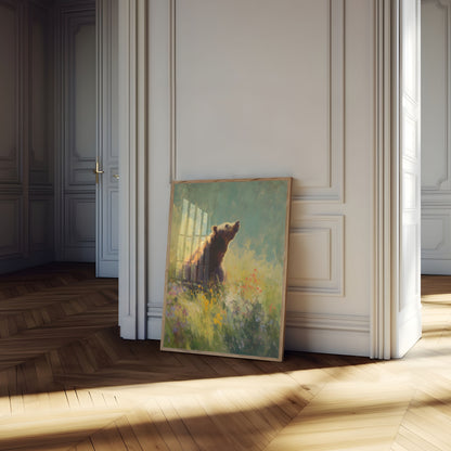 Affiche Ours dans une Prairie de Fleurs Sauvages