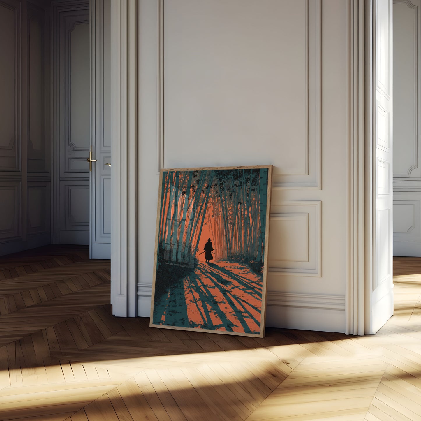 Samurai in Bamboo Forest Poster