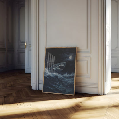 Moonlit Shark Storm Poster