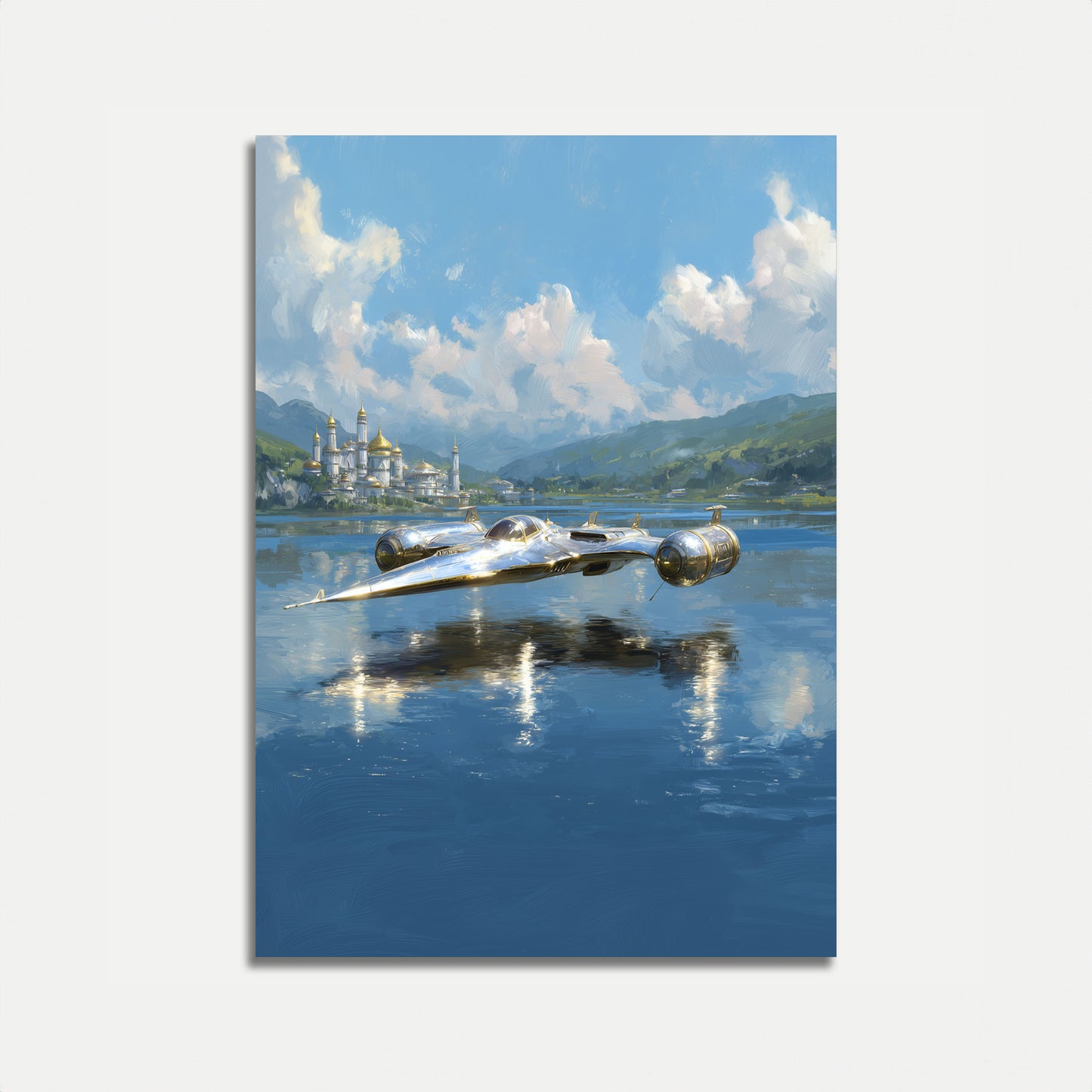 Futuristic Spaceship Lake Poster