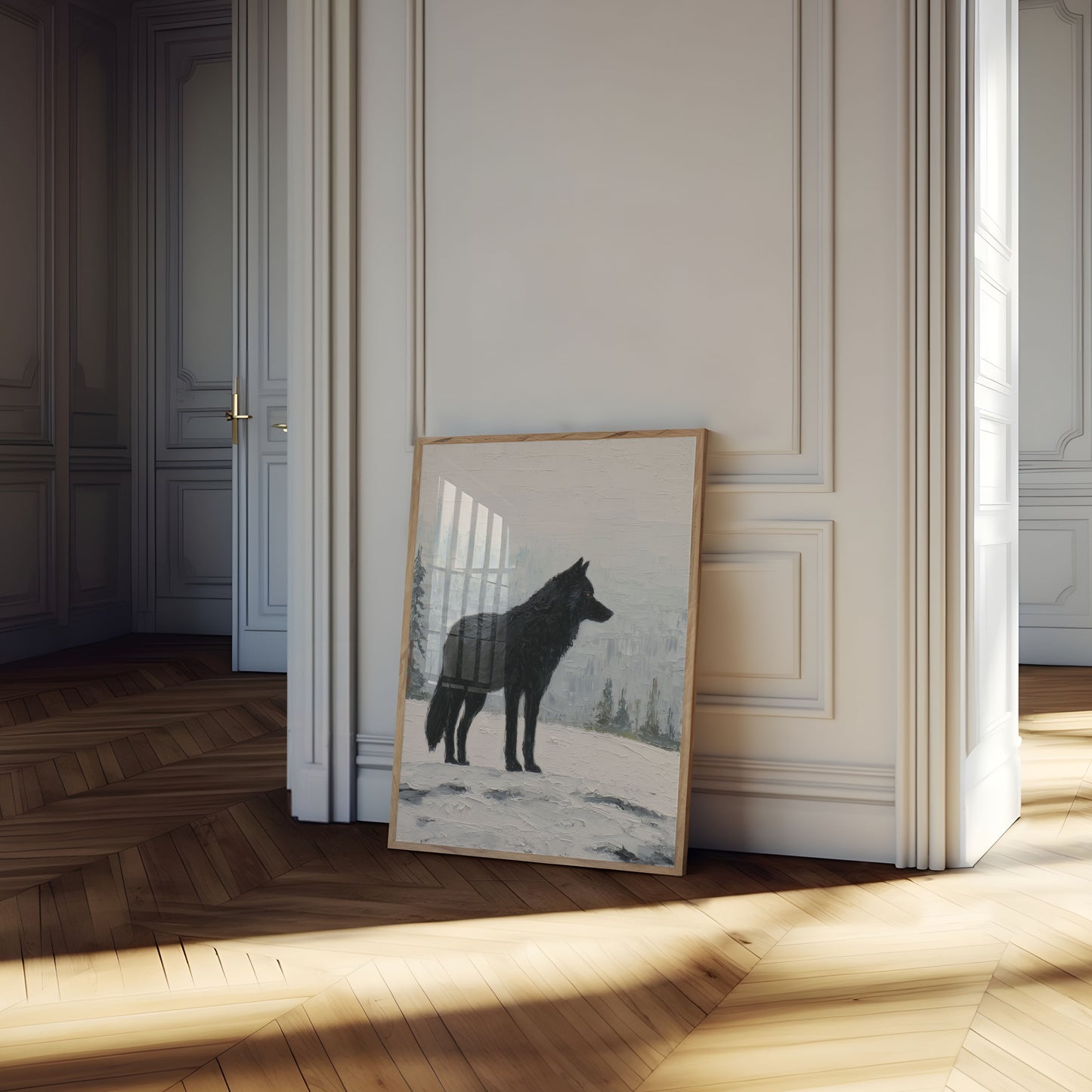 Black Wolf Winter Solitude Poster