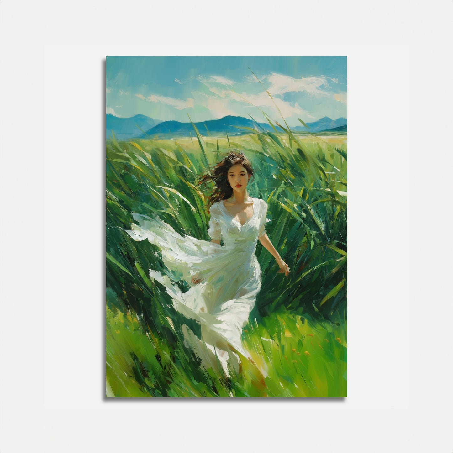 Windswept Grace in Grasslands Poster
