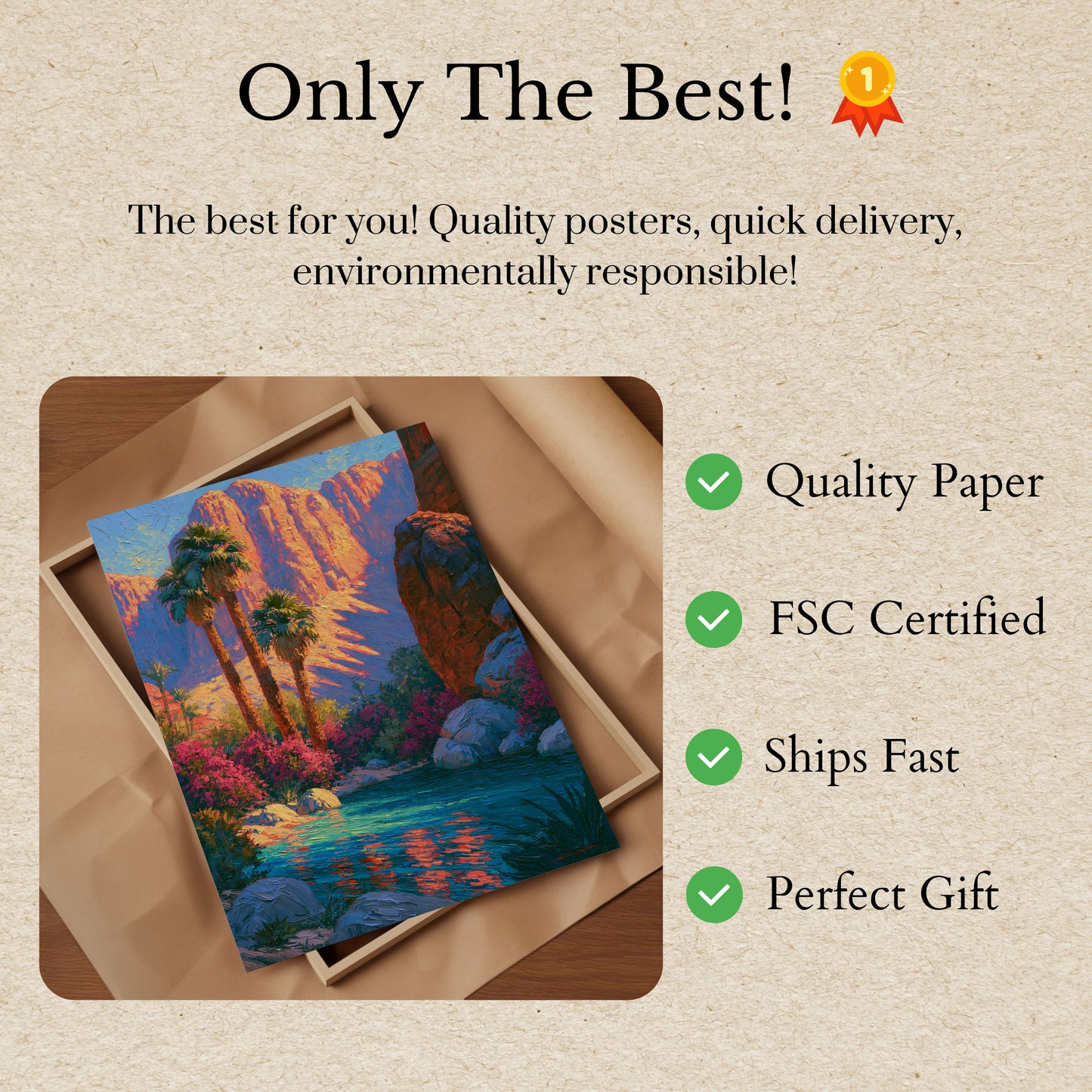 Desert Oasis Canyon Landscape Poster
