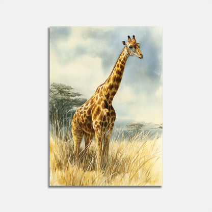 Póster de la majestuosa jirafa de la sabana