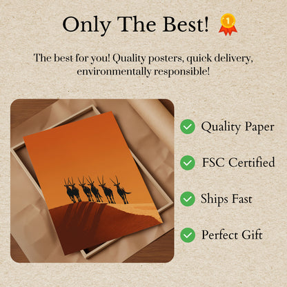 Desert Oryx Kudde Silhouet Poster