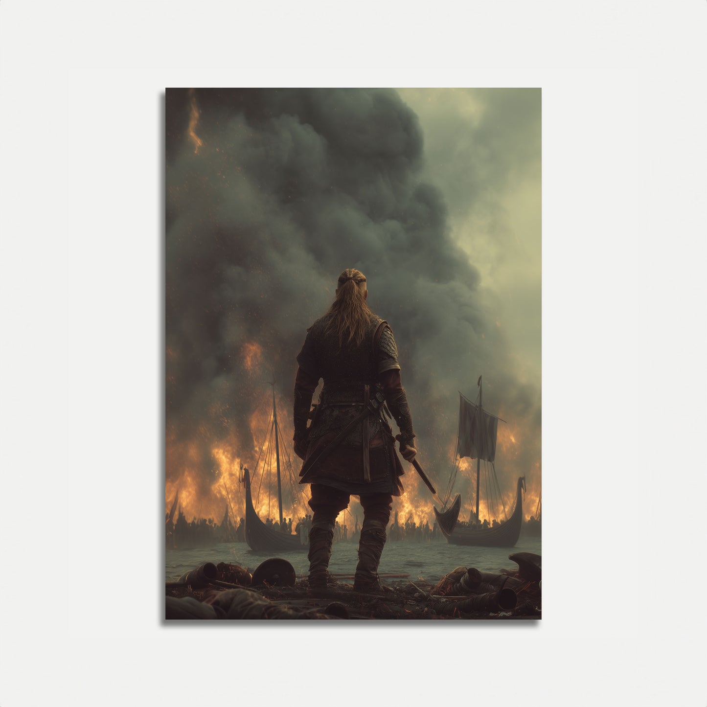 Viking Battle Flames Poster