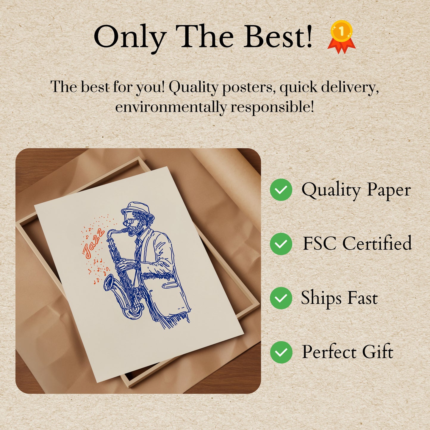 Blue Line Jazz Saxophone Poster