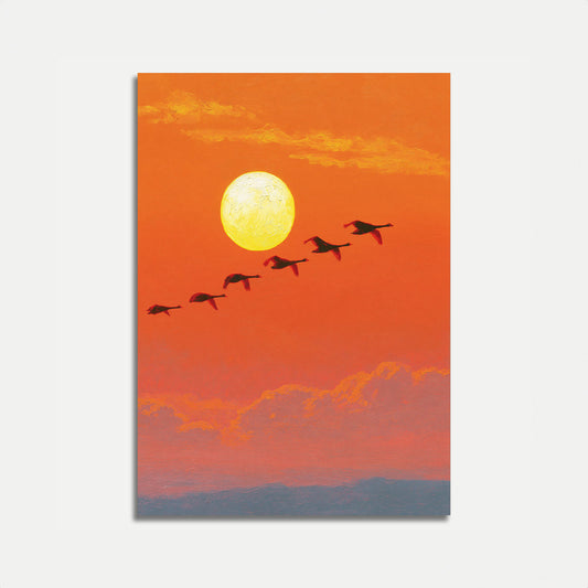 Uccelli che volano al tramonto Poster