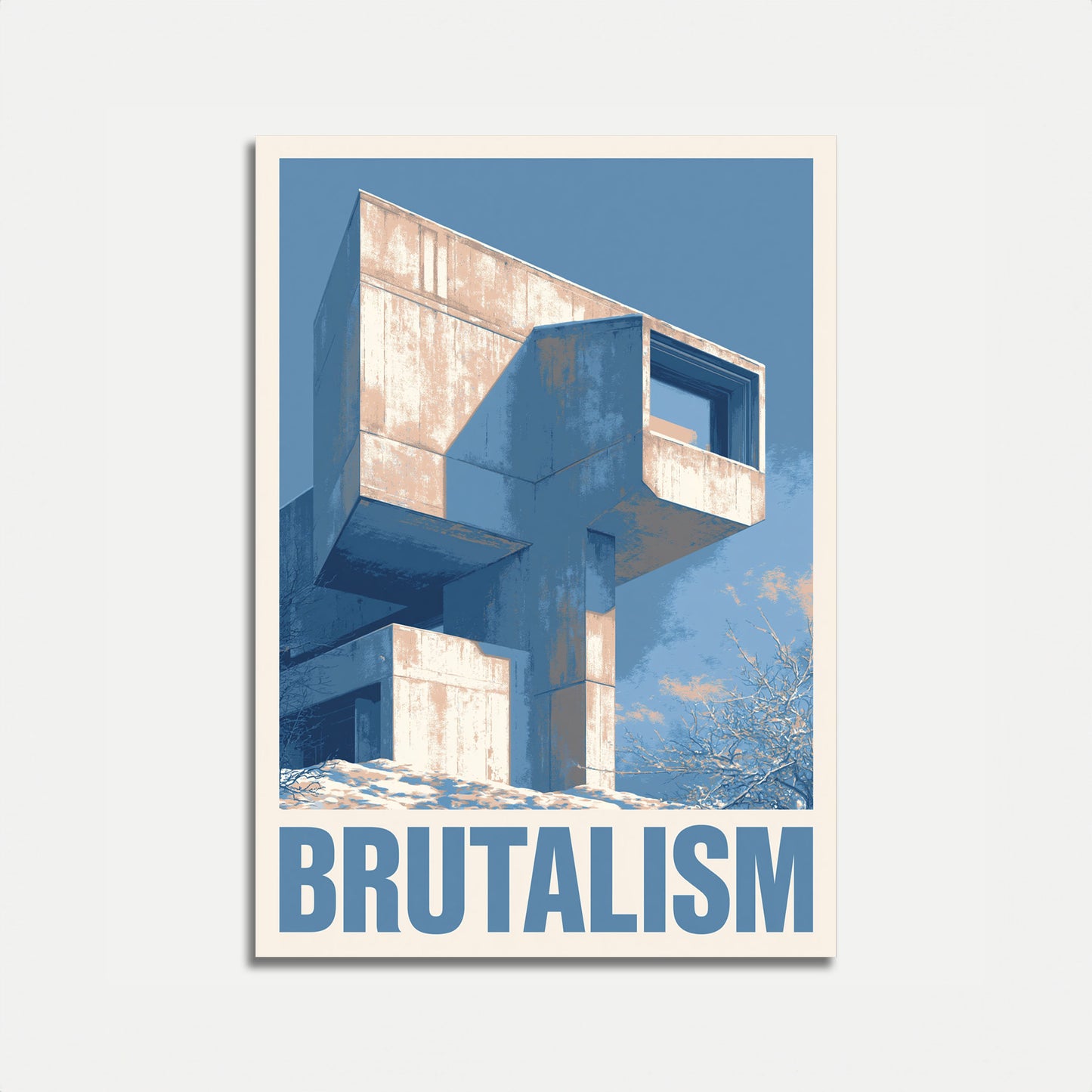 Brutalistische Betonarchitekturplakat
