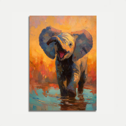 Affiche Éléphant Heureux dans l'Eau