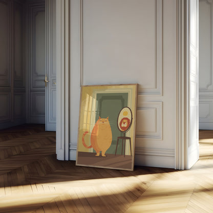 Cat Looking in Mirror Poster