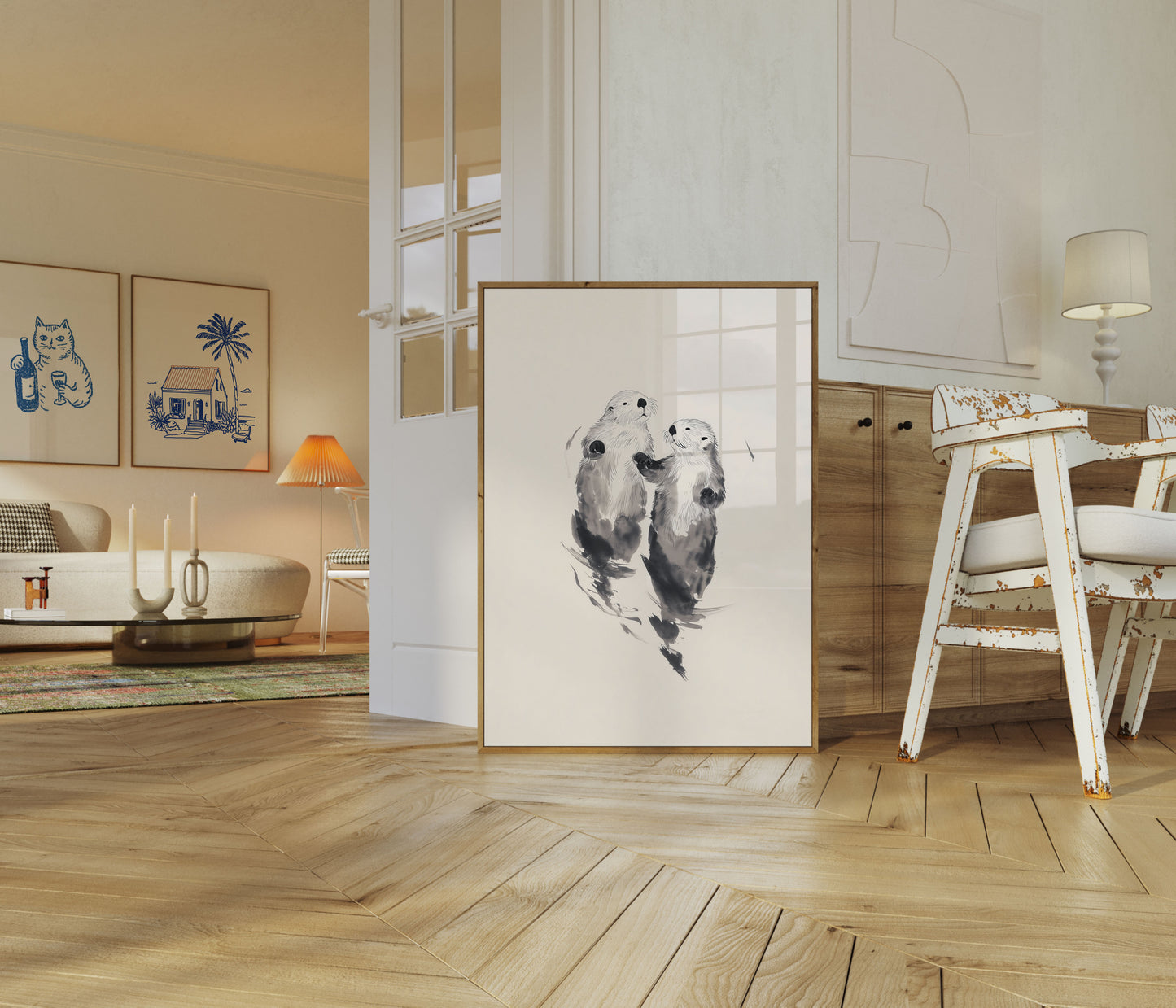 Poster di Lontre Marine che si Tengono per Mano