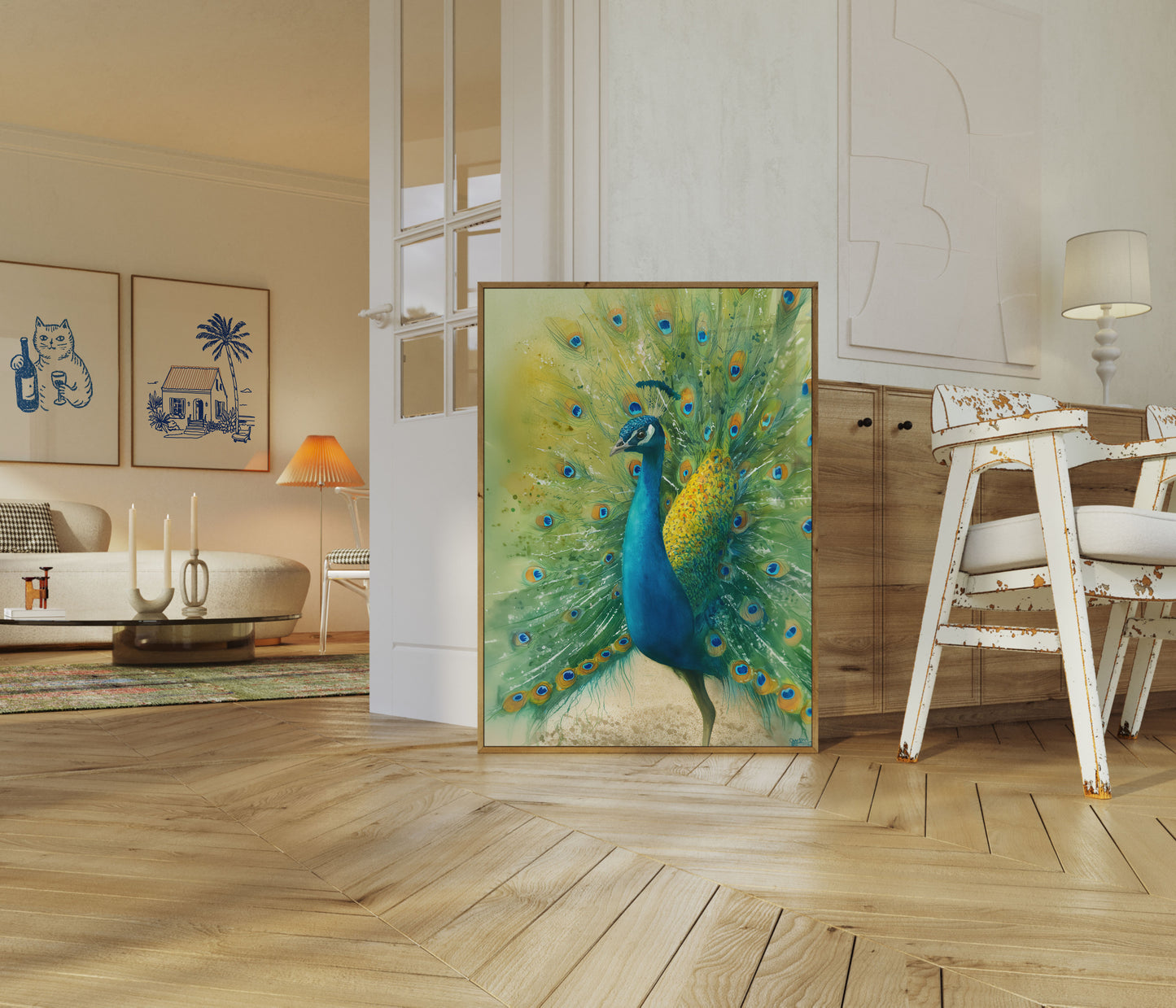Majestic Peacock Feather Display Poster