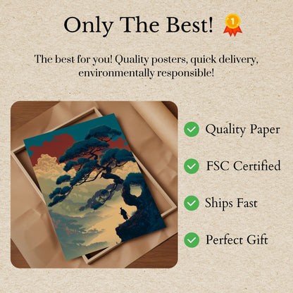 Warrior Under Ancient Tree Poster