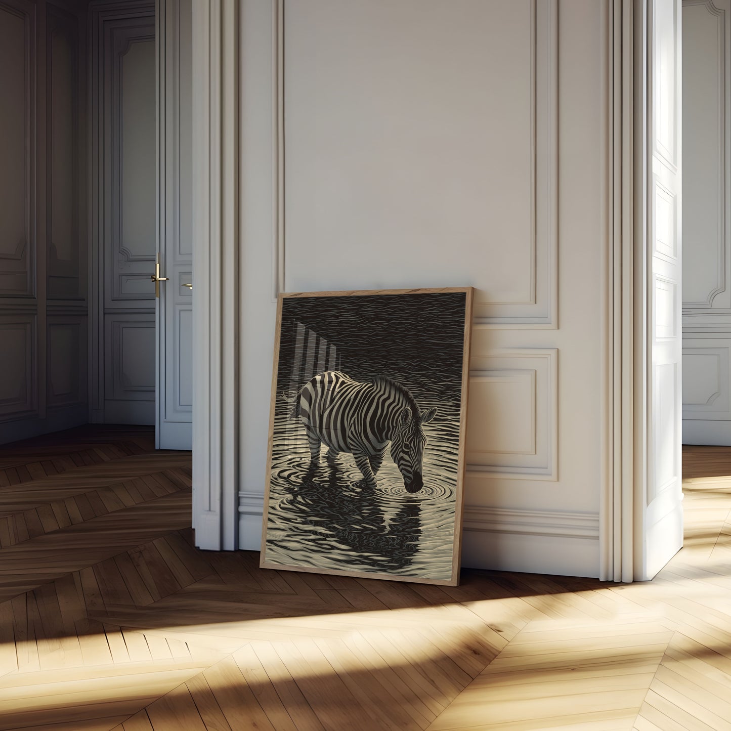 Póster de reflejo de paisaje acuático de cebra