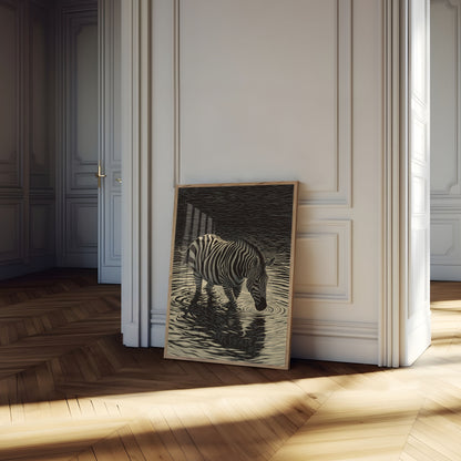 Póster de reflejo de paisaje acuático de cebra