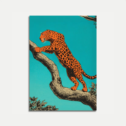 Fierce Orange Jaguar Tree Poster