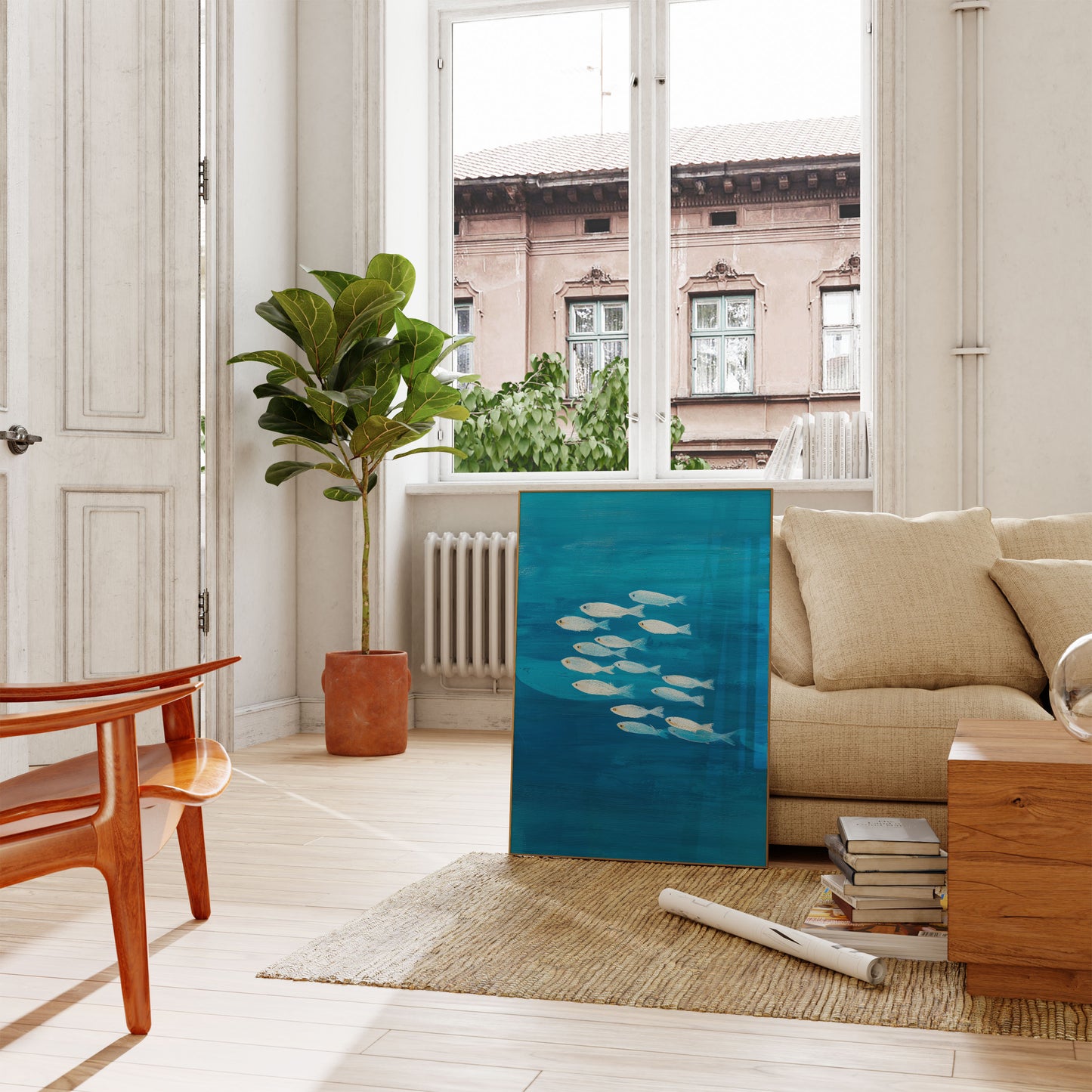 Silver School of Fish Poster