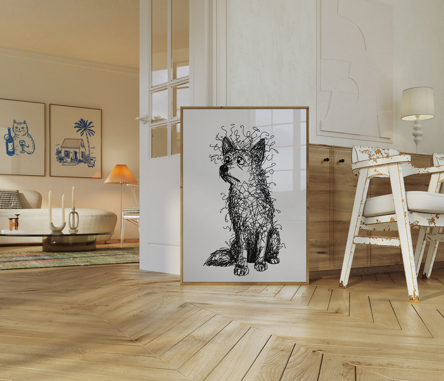 Affiche du chien gribouillé emmêlé