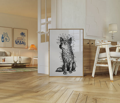 Affiche du chien gribouillé emmêlé
