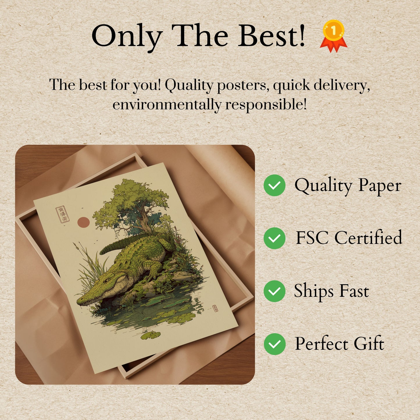 Póster de la orilla del río Serene Crocodile