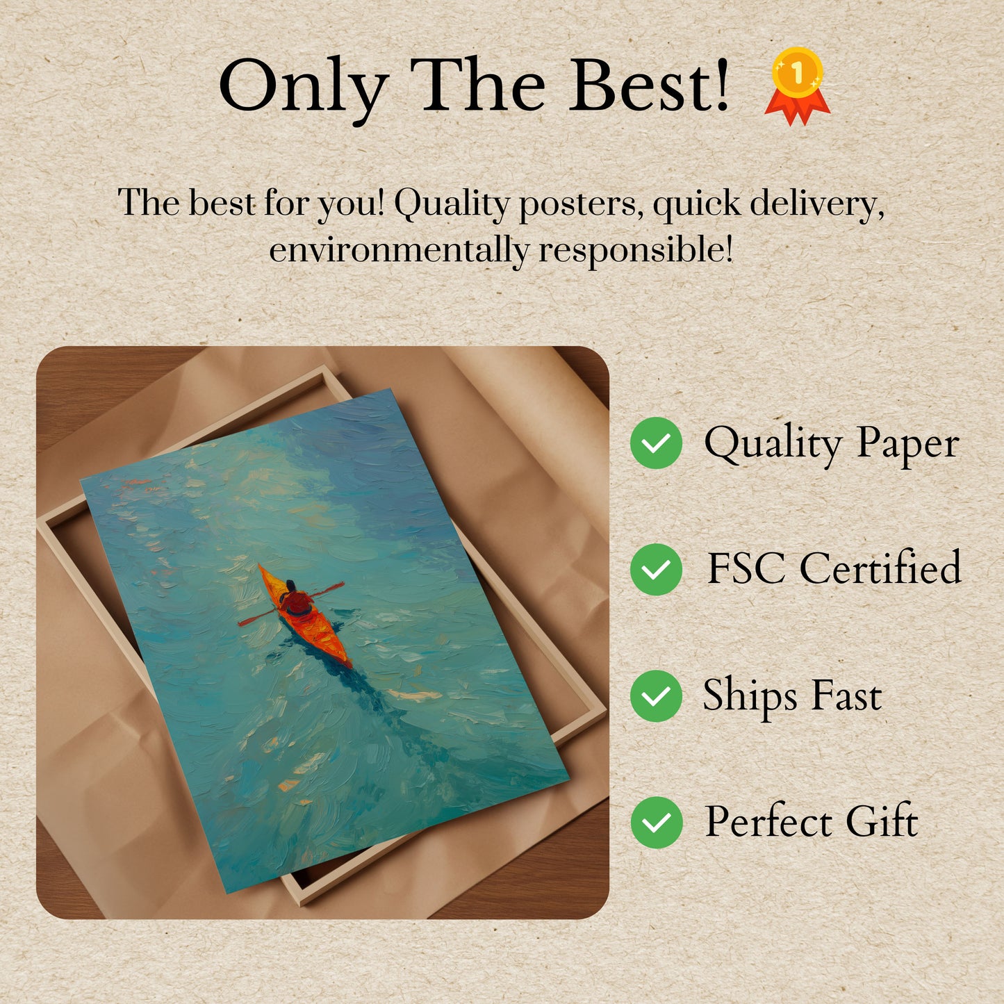 Kayaker on Turquoise Waters Poster